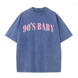 Men's T Shirts 90'S Baby Pink Letter Funny Print Mens Shirt Cotton Luxury Tee Clothes Short Sleeve Tshirt Fashion Loose T-Shirt Sweat Tops