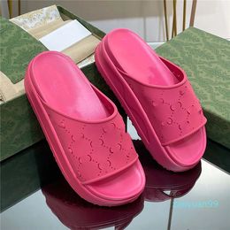 top quality Casual Shoes slippers designer Vintage rubber women men slipper Solid color Womens flat Thick sole sandal Printing embossing Rubber antis