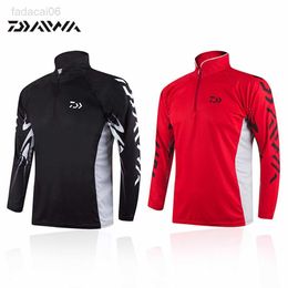 Fishing Accessories New Brand Fishing Clothing Summer Spring MenLong Sleeve Quick Dry Anti-UV Clothes Breathable Shirts black red Pesca HKD230706