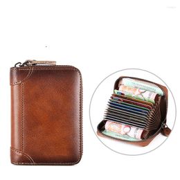 Card Holders Genuine Leather Holder Package License Certificate Bank Credit Compact Protective Case Set Clip Zipper Bag