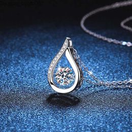 Pendant Necklaces Smyoue 100% Molten Silica Women's Necklace Pendant 1.0ct 6.5mm 925 Silver Jewelry Wedding Sparkling Round Cut Molten Silica Pendant Z230707