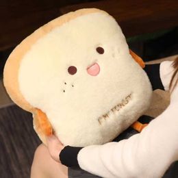 Stuffed Plush Animals 1pc Creative Bread Toast Pillow Handwarmer Plush Toys Cute Plush Doll Soft Stuffed Bread Cushion For Kids Girls Birthday Gifts HKD230706