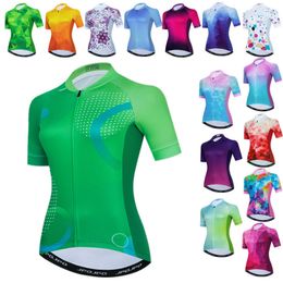 Cycling Shirts Tops Pro Cycling Jersey Shirt Women Short Sleeve Team Sport Cycling Clothing Road Bike Jersey MTB Uniform Bicycle Wear Clothes 230705