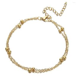 Link Bracelets Gold Colour Chain For Women Ball Chains Stainless Steel Thin Bracelet Femme Pulseras Fashion Jewellery