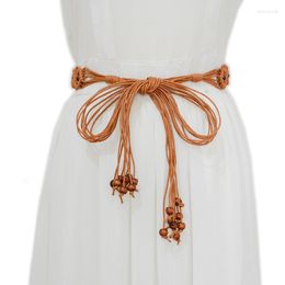 Belts Boho Women's Belt Fashion Casual Dress Accessories Goth Retro Luxury Design Ethnic Waist Chain Wax Rope Hand Braided Waistband