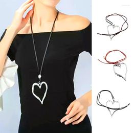 Chains Korean Fashion Leather Cord Necklace Women Adjustable Elegant Metal Love Heart Pendant Choker Jewellery Christmas Gift