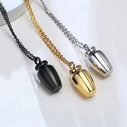 Pendant Necklaces Hollow Tube For Men Women Stainless Steel Cremation Keepsake Urn Memorial Jewellery Accessories