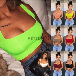 DIY Tanks Camis Sexy Women Solid Strappy Tank 2021 Vest Crop Top Summer Beach Party Sleeveless Slash Neck Tanks Woman Girls Bralette Tank Top J230706