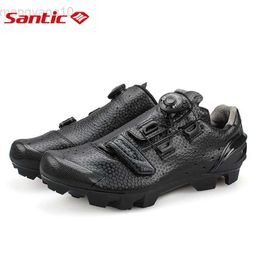 Cycling Footwear Santic Cycling MTB Shoes Men Professional Mountain Bike Lock MTB Cycling Shoes Accessories Breathable Self-Locking Shoes HKD230706