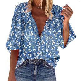 Women's Blouses Long Sleeved Blouse Loose Top Floral Printed Stand Collar Button Up T-Shirt Turn Down Collor Casual Oversized Shirts