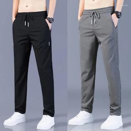 Men's Pants 2023 Casual With Pocket Korea Loose Straight Trousers Drawstring Elastic Waist Jeans Fitness Plus Size Bottoms