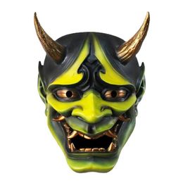 Party Masks Adult Unisex Resin Japanese Prajna Noh Kabuki Halloween Cosplay Monster Demon Oni Samurai Props Grimace Full Face Mask 230705