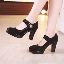 Dress Shoes 6cm 8cm 10cm block foot pedal platform pump women's shoes 2022 spring flowers black high heels women's elegant office shoes 41 42 43 Z230710