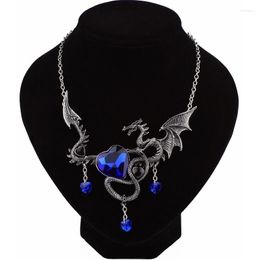 Pendant Necklaces European And American Jewellery Necklace Gothic Dragon Gem Halloween Creative Inlaid