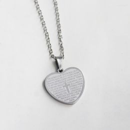 Chains 1pc Stainless Steel Cross Heart Charms Necklace MaWhite Faith Women Men Kids Love Unique Jewellery Gift