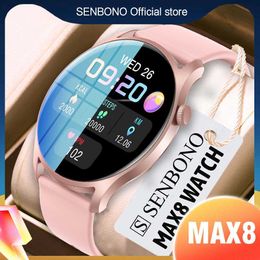 Smart Watches Dome Cameras SENBONO MAX8 2021 Men Smart Women Sports Fitness Tracker Spo2/BP/HR IP67 Waterproof Bluetooth Smart For Android iOS x0706