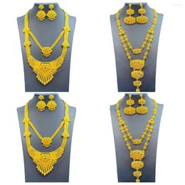 Necklace Earrings Set 24K Alloy Dubai Jewelry For Women Thailand Bride Wedding Two Piece Wholesale