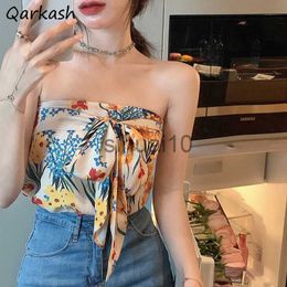 DIY Tanks Camis Camisoles Women Bandage Hot Sale Floral All-match Casual Cropped Corset Top Retro Trendy Ins Sexy Summer Chic Sleeveless Clothes J230706