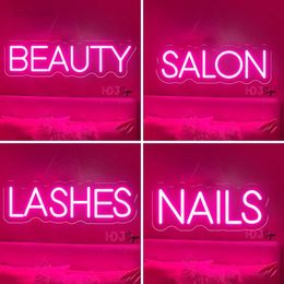 Lashes Brows Nails LED Beauty Salon Lights Room Decor Wall Led Sign Tattoo Waxing Neon Lamp HKD230706
