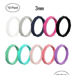 Band Rings New Arrival Diamond Shape M Sile 10Colors/Lot Women Outdoor Sports Finger For Female Fashion Jewelry Gift Drop Delivery Ri Dhtuv