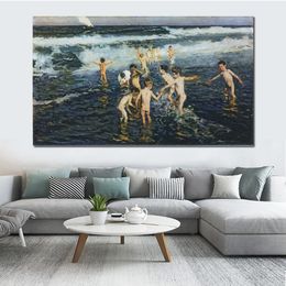 High Quality Canvas Art Joaquin Sorolla Y Bastida Painting The Bath Childern Beautiful Beach Artwork Family Room Wall Decor