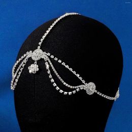 Hair Clips Wedding Accessories Bridal Head Chain Jewelry Rhinestone Forehead For Women Boho Style Multi Layer Headpiece