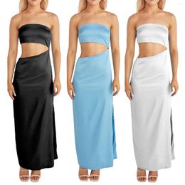 Casual Dresses Women's Summer Solid Color Soft Fabric Collar Sleeveless Formal For Women Tie Dress Maxi Waist