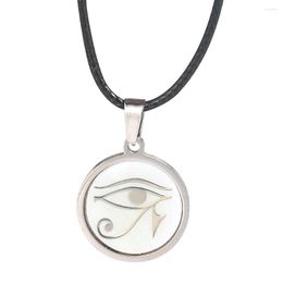 Pendant Necklaces Stainless Steel Eye Of Horus Tutelary Amulet Necklace Inlay White MOP Shell Dangle Choker Charms Sweater Chain Jewellery