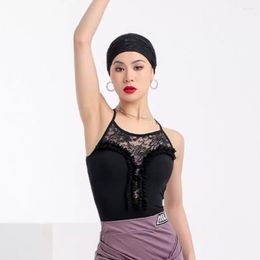 Stage Wear Lace Patchwork Bare Back Tops Female Latin Dance Dress Women Ballroom Samba Rumba Performance Dancewear NY63 6213