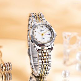 Wristwatches WIILAA Women Classic Wrist Watches Minimalist Week Date Ladies Gold Stainless Steel Diamond Top 2023