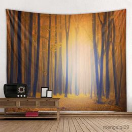 Tapestries Misty Forest Tapestry Travel Camping Mat Landscape Yoga Sleeping Beach Blanket Decoration R230706