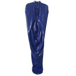 Fetish pvc faux leather mummy bodysuit Spandex Sleeping Bag Zentai Catsuits cosplay Fancy Dress front zipper can removable mask