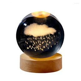 Table Lamps 3D Carved Crystal Ball Lamp Desktop Glowing Planet Galaxy Decorative Lighting USB Atmosphere For Kid's Special Gifts
