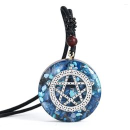 Pendant Necklaces Natural Lapis Lazuli Quartz Energy Stone Epoxy Necklace Chakra Orgonite Charm Pentagram Star Dangle Choker Chain Jewelry
