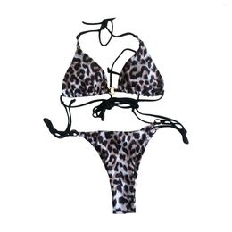 Women's Swimwear Sexy Micro Mini Thong Bikini Set Leopard Print Split Swimsuit Women Summer Bandage Swimming Bathing Suit Two Pieces