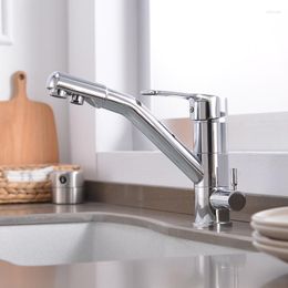 Kitchen Faucets Chrome Sink Faucet Mixer Morden Design 360 Degree Rotation Water Purification Tap Dual Handle Grifo Cocina