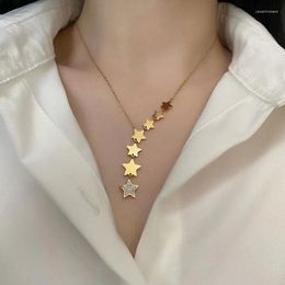 Chains Metal Gold Colour Multip Star Zircon Pendant Necklace For Women Chain Choker Trend Fashion Jewellery Gift