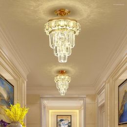 Chandeliers Modern Ceiling Chandelier Corridor Aisle Indoor Lighting Luxury Gold Crystal Decorative Led Lamps Lustre Cristal