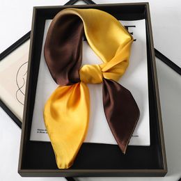 Scarves Fashion 70 70CM Women Silk Square Scarf Satin Shawl Wrap Hijab Luxury Print Design Head Female Foulard Headband Bandana