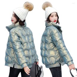Women's Trench Coats ZWTY Winter Jacket Glossy Parka Stand Callor Down Cotton Warm Casual Padded Parkas Snow Wear Coat