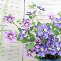 Decorative Flowers Fake Clematis Picks Artificial For Wedding Table Centerpiece 85cm Plastic Multicolor Home Decoration