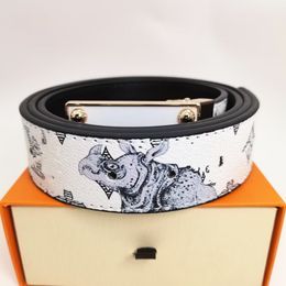 belts for women designer mens belt 3.8cm width belts brand gold silver black L buckle top quality genuine leather lion rhinoceros belt men woman belt