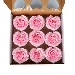 Decorative Flowers 9pcs/box 10CM Soap Rose Artificial Flower Head For Valentine's Day Gift Love DIY Wedding Home Decor