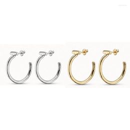 Stud Earrings High Quality Spanish Exquisite Fashion Electroplating 925 Silver 14k Gold Pin Semicircle Earring Simple Jewelry Gift