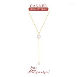 Chains CANNER 2023 Neck Chain Kpop Pearl Choker Necklace Gold Colour Goth Chocker Jewellery On The Pendant Collar For Women