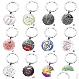 Key Rings Teach Chain Teacher Takes A Hand Opens Mind And Teaches Heart Cabochons Glass Keychains Jewellery Accessories Gift Drop Deliv Dhwxz