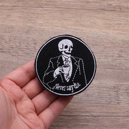 Death Skeleton Skull Punk Goth Occult Embroidered Patch for Clothes Iron On Applique Inspirational Accessories294i