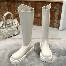 Dress Shoes Fashion Round Toe Long Women's Modern Boots Zipper Outdoor Women's Casual Thick Sole Shoes Chelsea Women's Knee High Boots Z230707