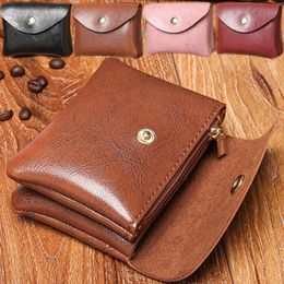 Double Layer Credit ID Card Holder Slim Leather Wallet with Coin Pocket Man Money Bag Case for Men Mini Women Business Purse