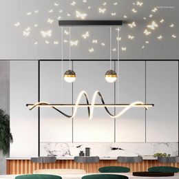 Pendant Lamps Led Art Chandelier Lamp Light Room Decor Creative Design Wave Line Dining Bedroom Indoor Ceiling Hanging